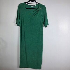 Chicos Green Asymmetrical Neckline Xmas Dress‎ Sz2 Knit